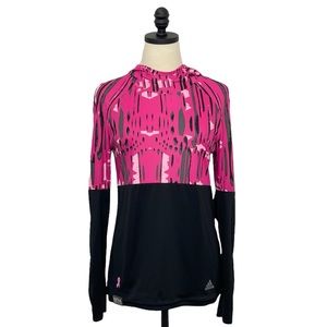Adidas Running Lightweight Hooded Shirt Long-sleeve Aktiv Pink & Black Sz Small